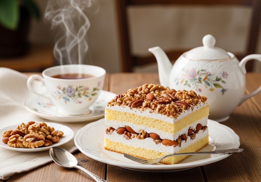 デザートのナッツケーキ