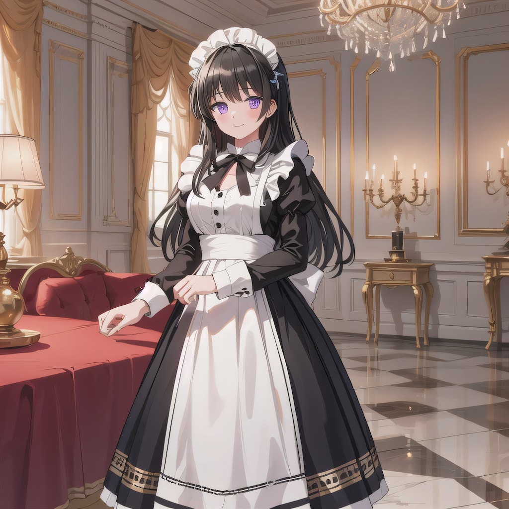 黒髪ロングでメイド服の少女４３