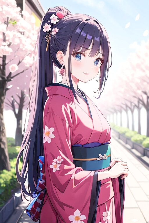 和装女子　花見