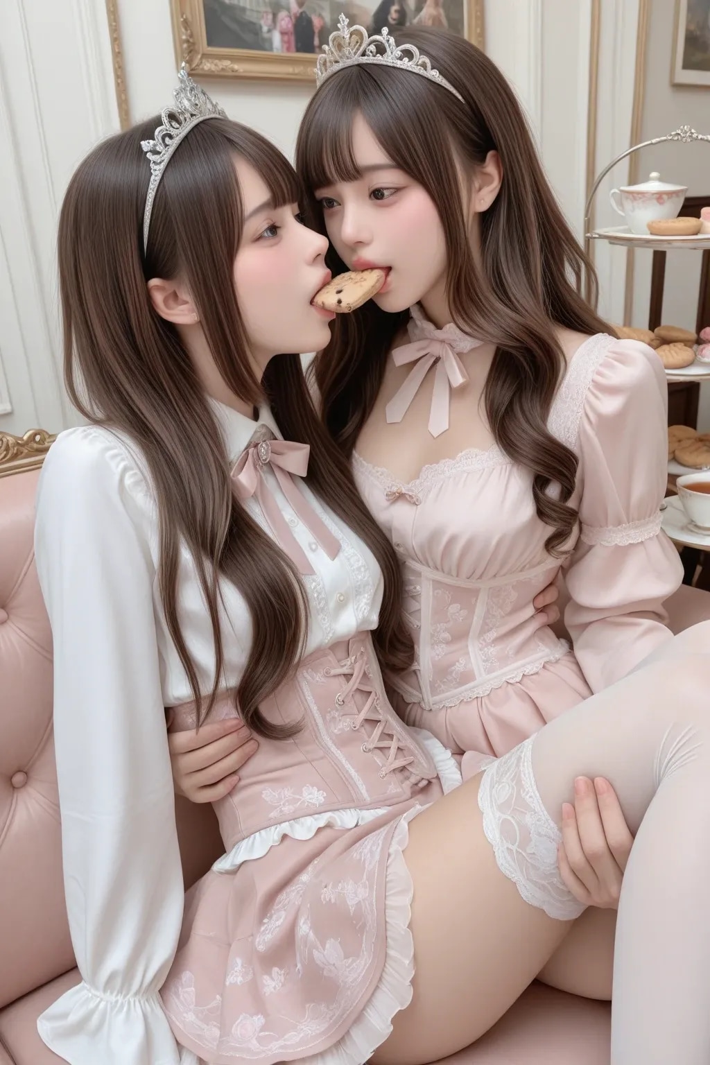 地雷系ちゃんのレズビアン023《アフタヌーンティーと口づけをSeaArt》