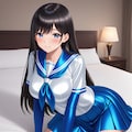 光沢青セーラー服長手袋サイハイソックス 2枚目