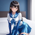 光沢青セーラー服長手袋サイハイソックス 8枚目