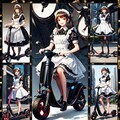 メイド服と電動キックボード　コラージュ 2枚目
