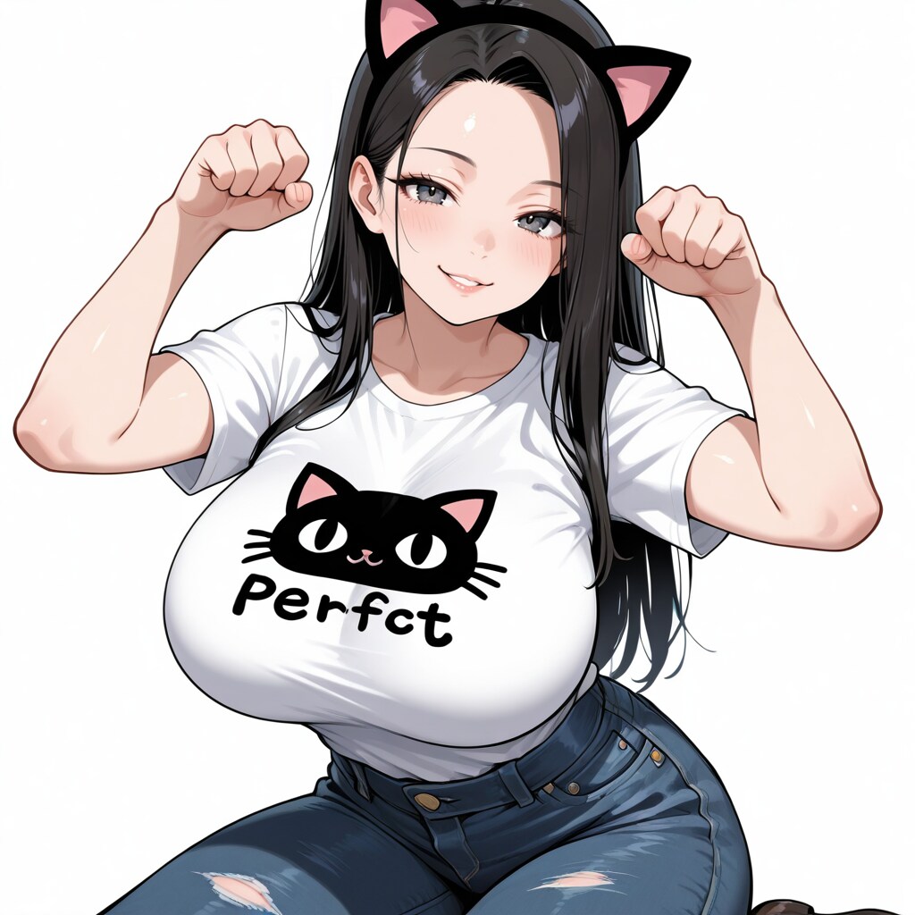 ダサい猫Tシャツと猫耳カチューシャ