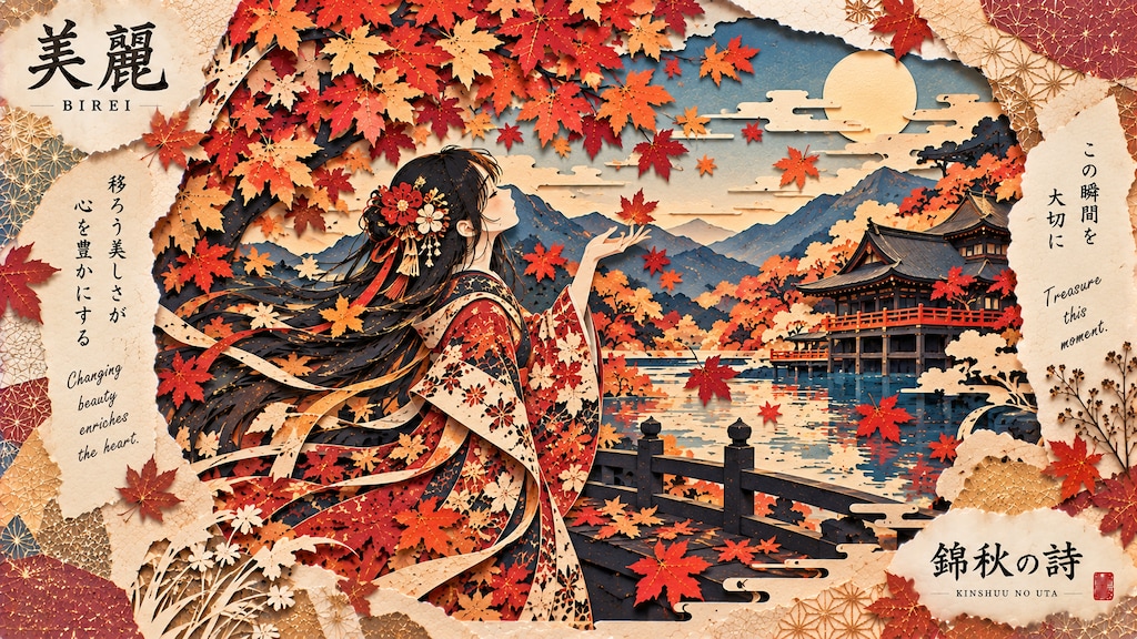 Reaching up to catch a single falling maple leaf, beneath a golden autumn moon.  Changing beauty enr