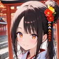 和服に神社に紅葉 3枚目