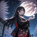 月と桜と和服美女 3枚目