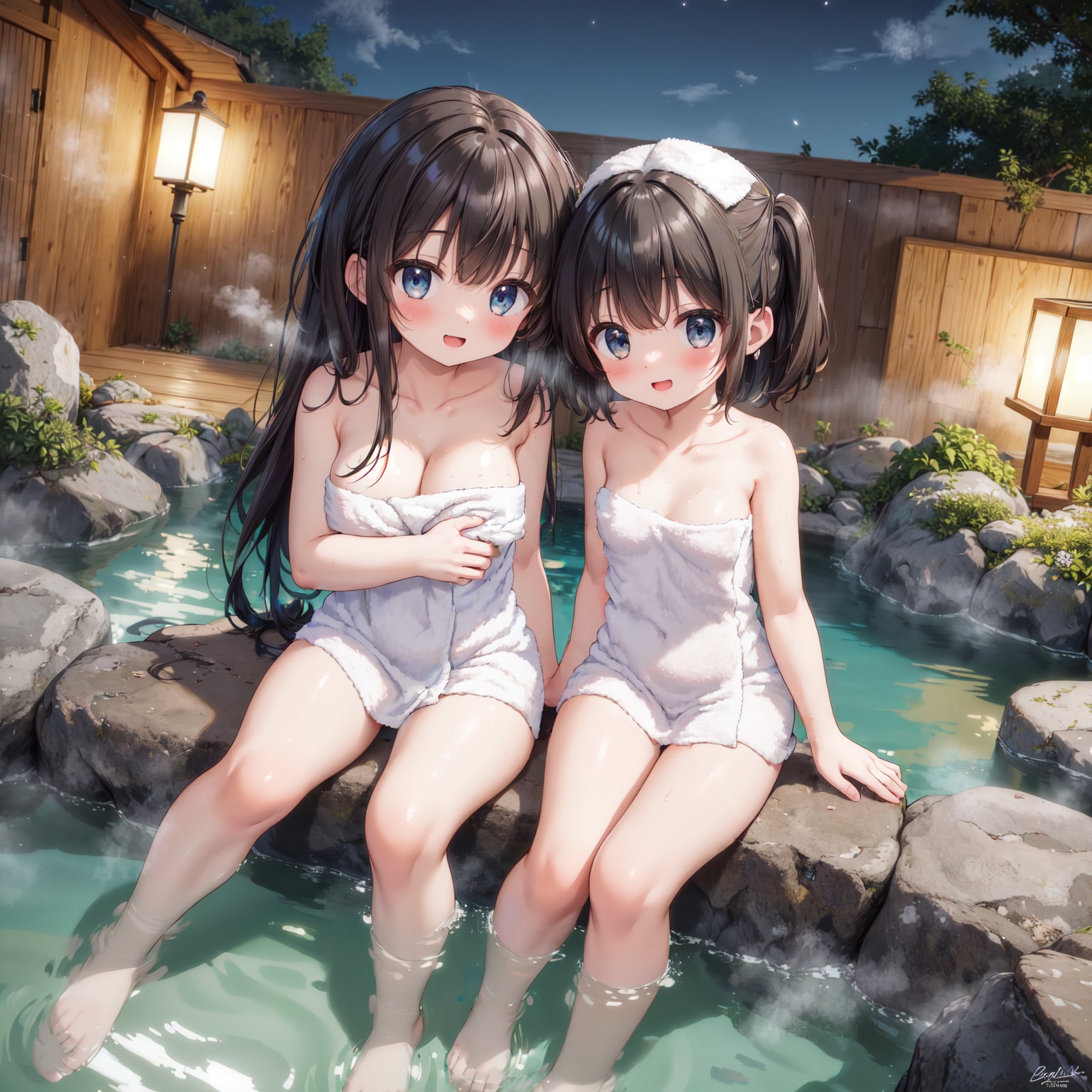 姉妹で温泉