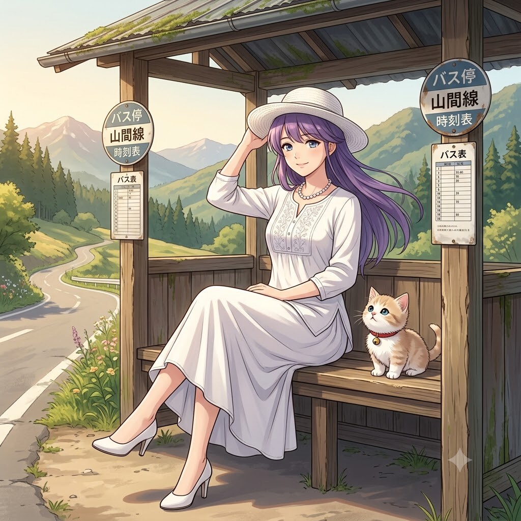 バス停の女性（Gemini）