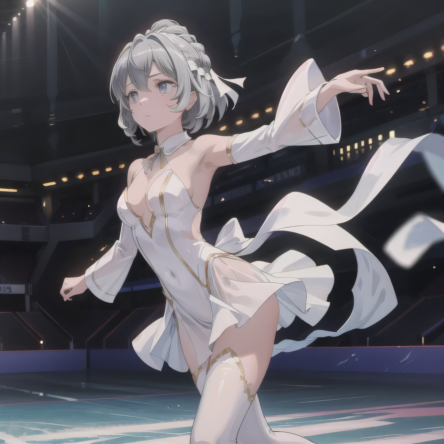 灰髪ボブでアイススケートの少女２ | の人気AIイラスト・グラビア