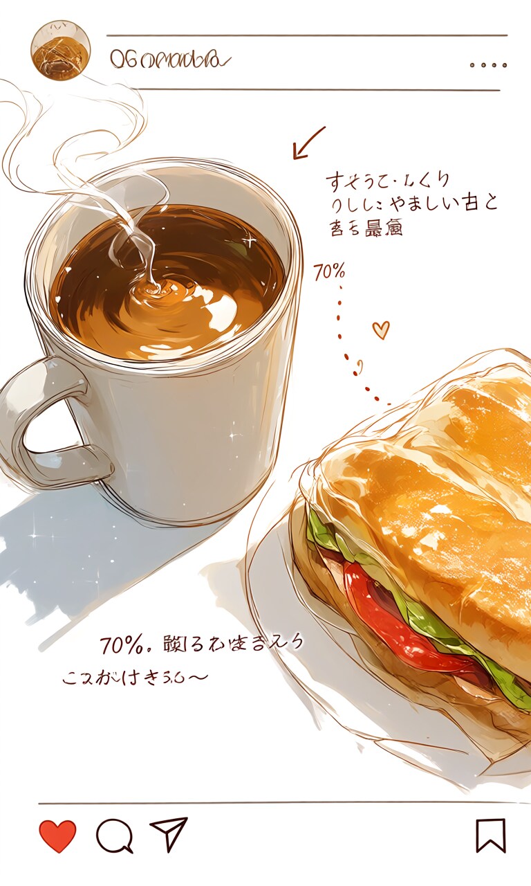 ドリンクとホットサンドウィッチ | の人気AIイラスト・グラビア
