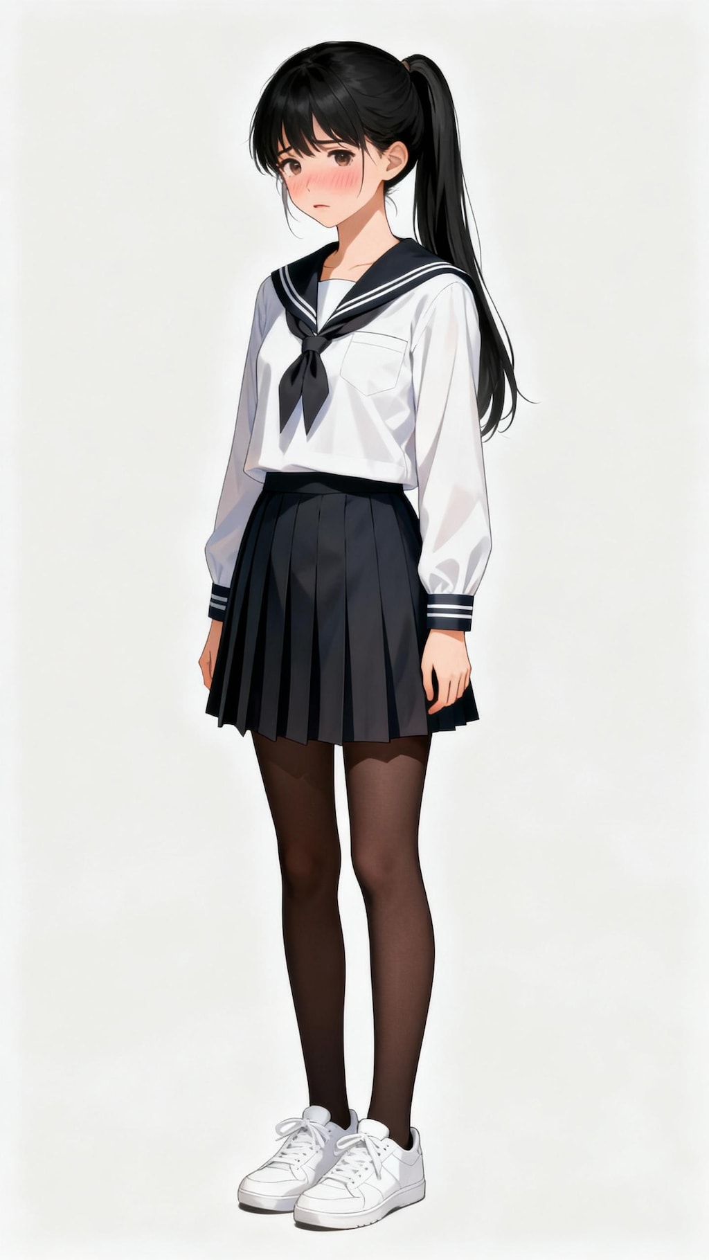 脹脛まで長さが有るスカートの女子高生(スカート丈は「膝まで」から「脹脛を隠す」まで順次変更)