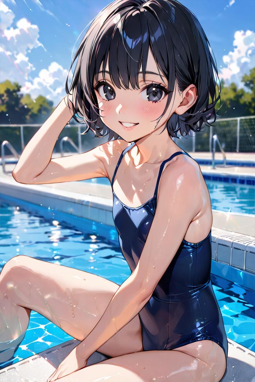 プールで遊ぶ少女たち