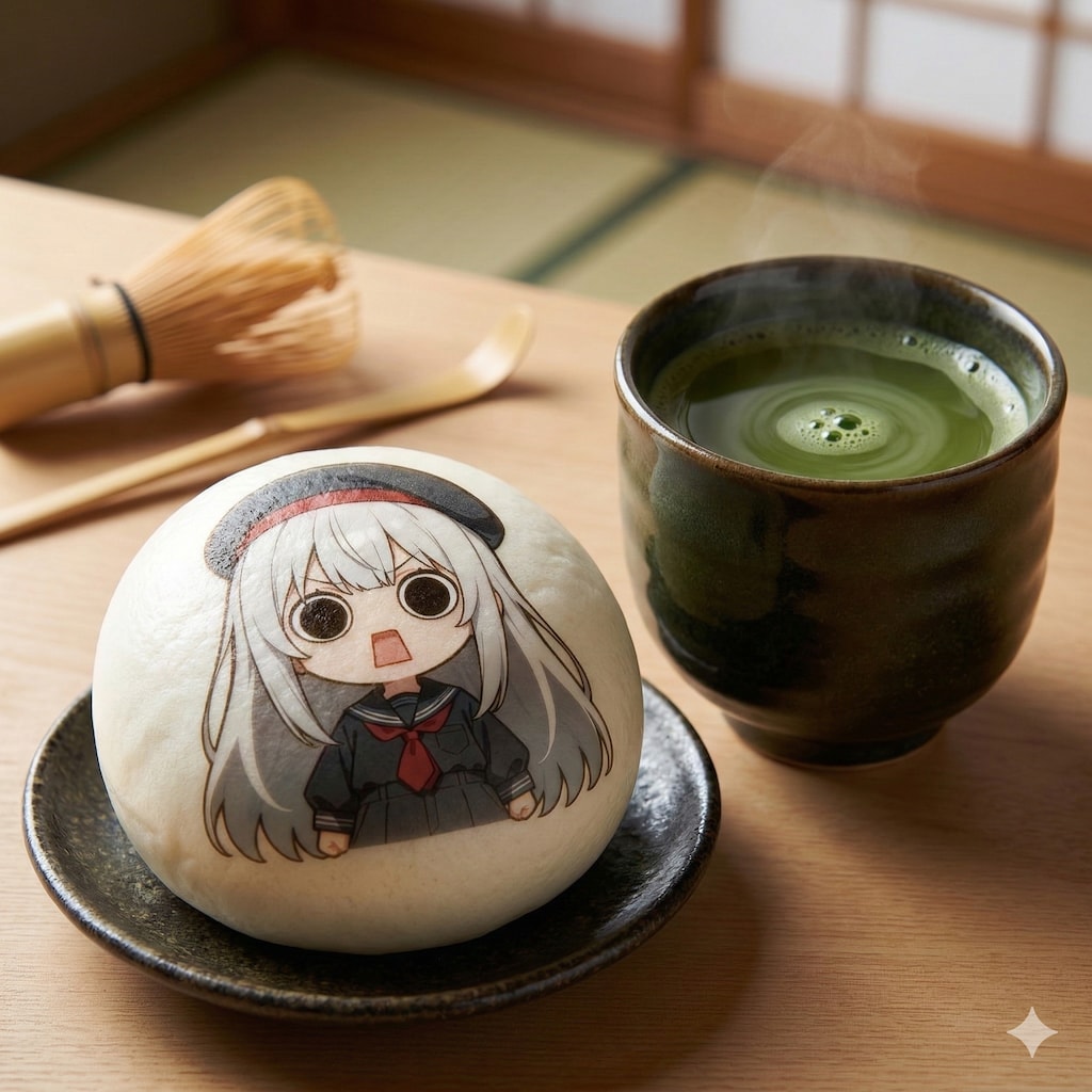 デザートのえらいこっちゃ嬢印の饅頭