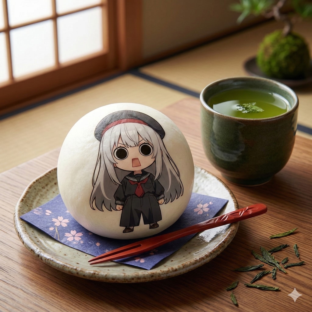 デザートのえらいこっちゃ嬢印の饅頭