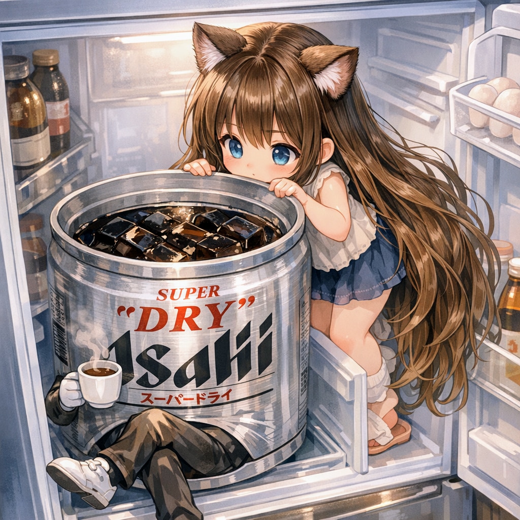 コーヒーゼリーを作る小さな女の子