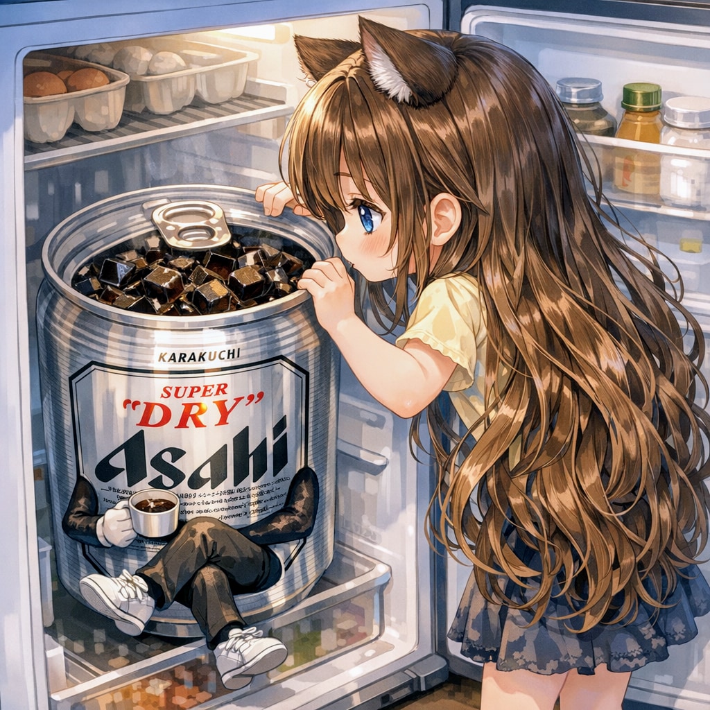 コーヒーゼリーを作る小さな女の子