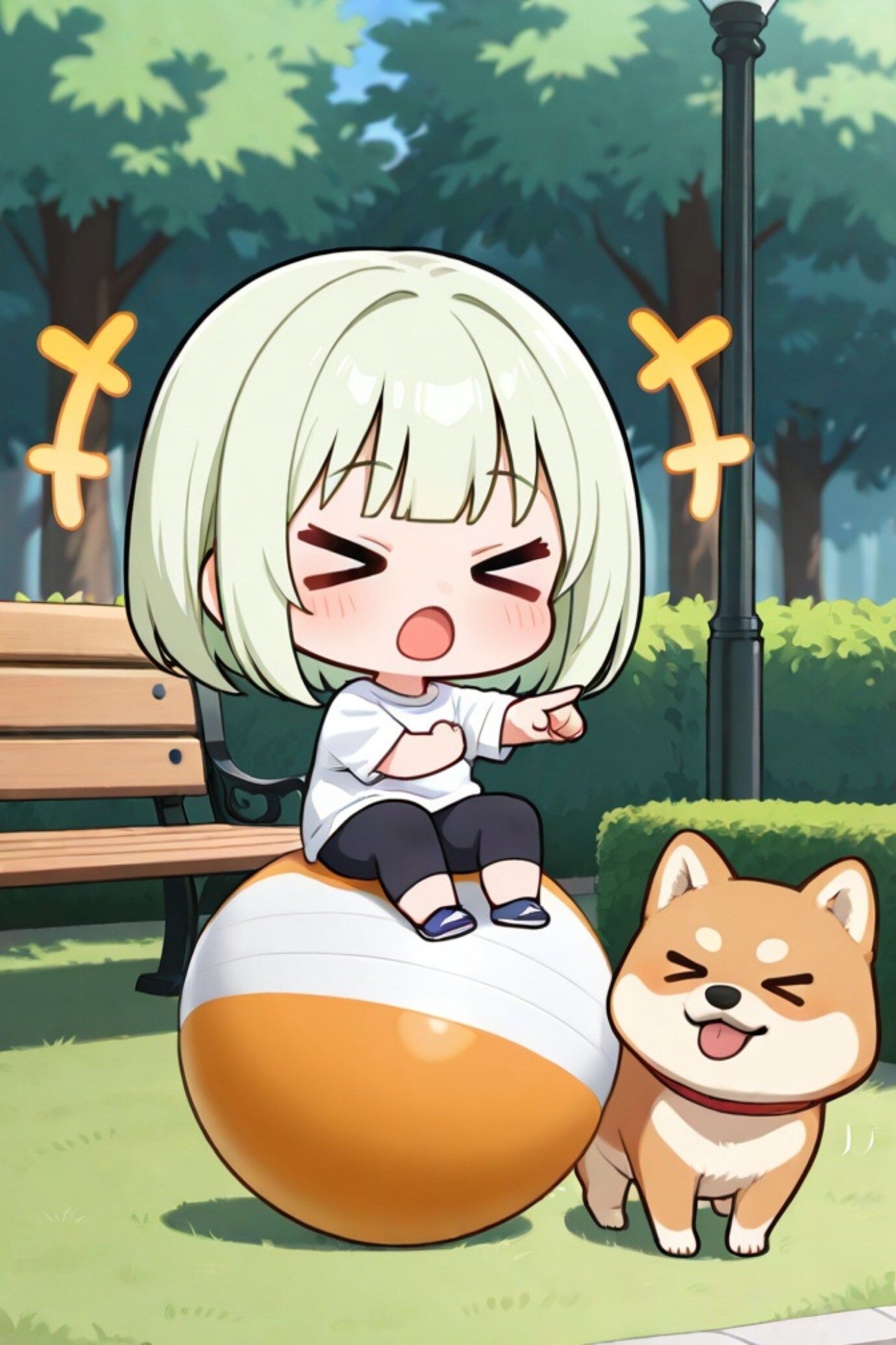 柴犬と緑髪ちゃん