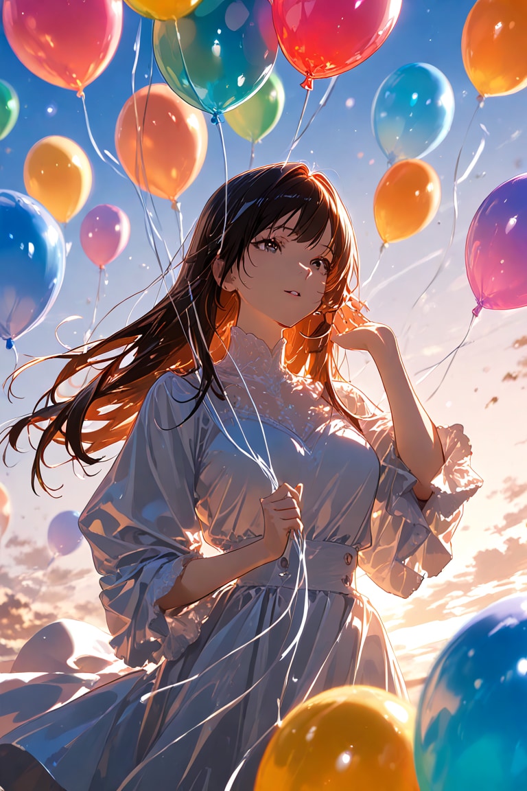 風船に囲まれて | の人気AIイラスト・グラビア