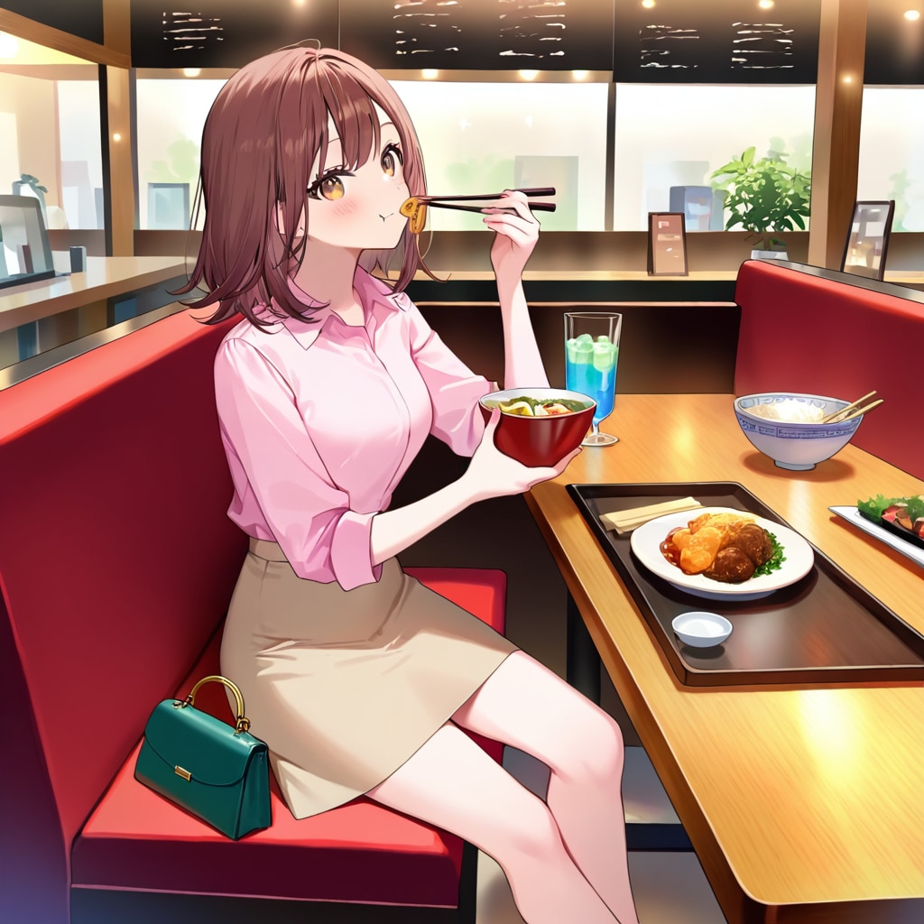 楽しそうに食べる社会人お姉さん