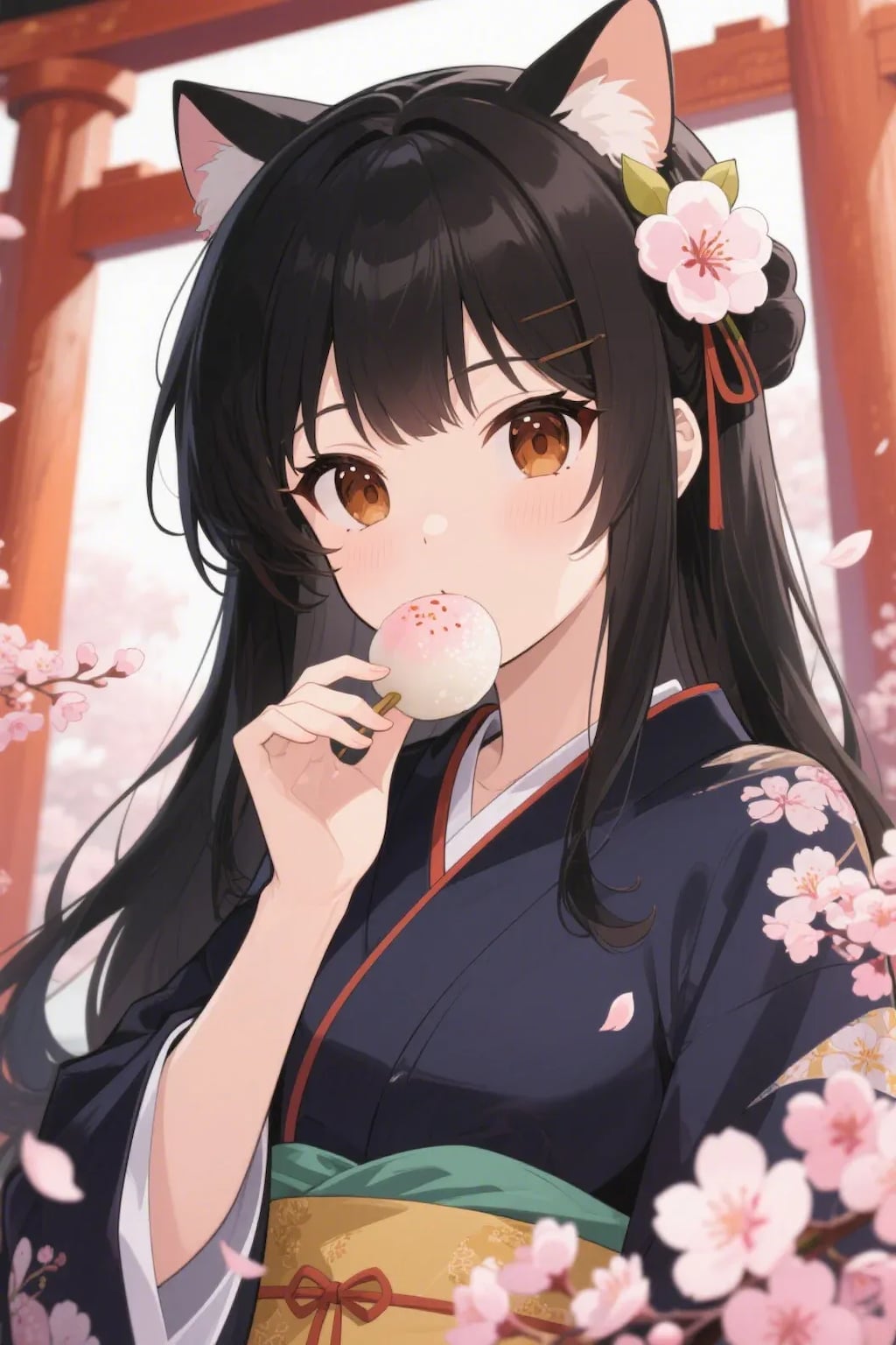 お餅を食べるさくらちゃん