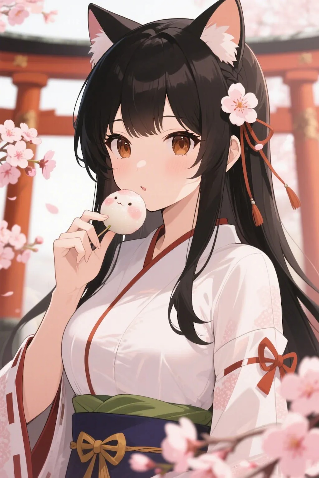 お餅を食べるさくらちゃん