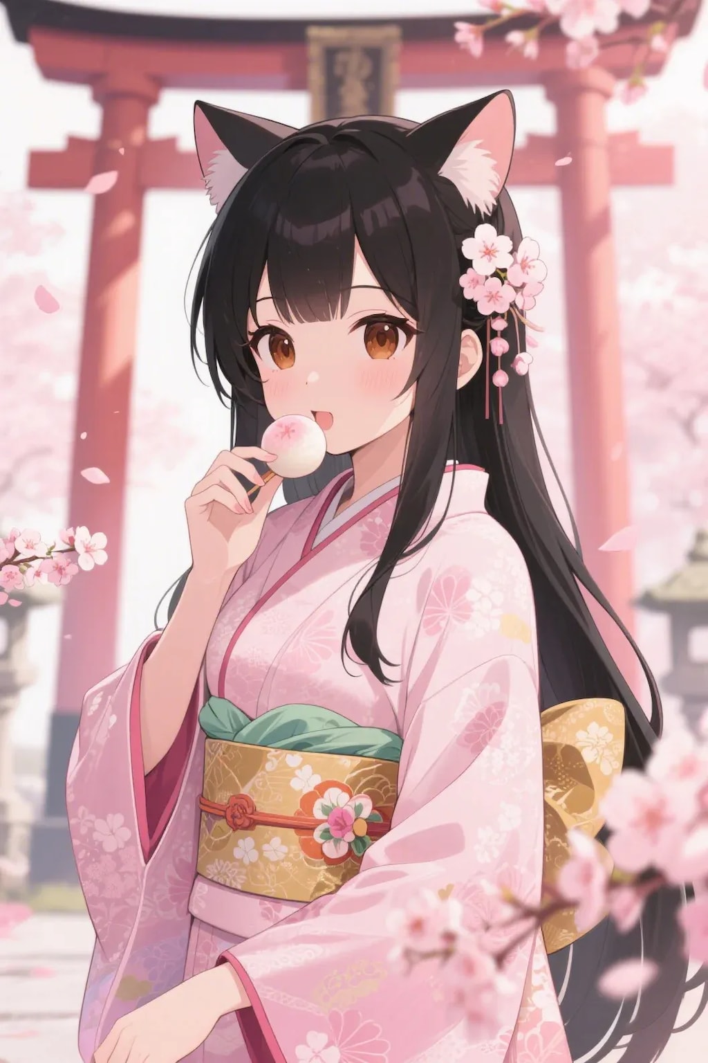 お餅を食べるさくらちゃん