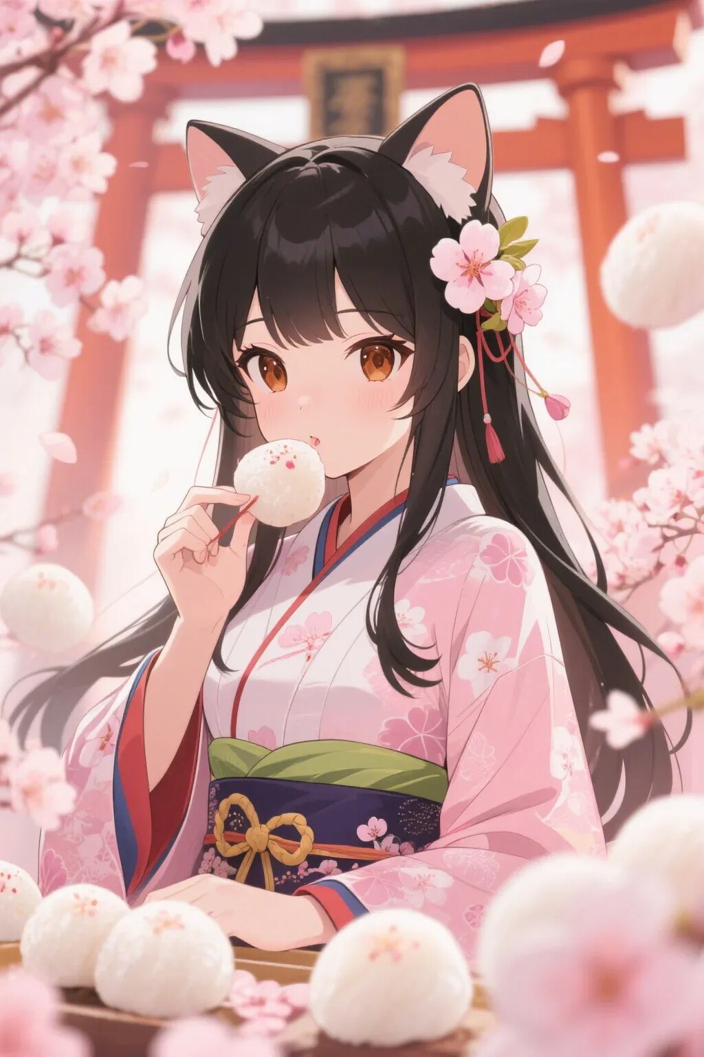 お餅を食べるさくらちゃん