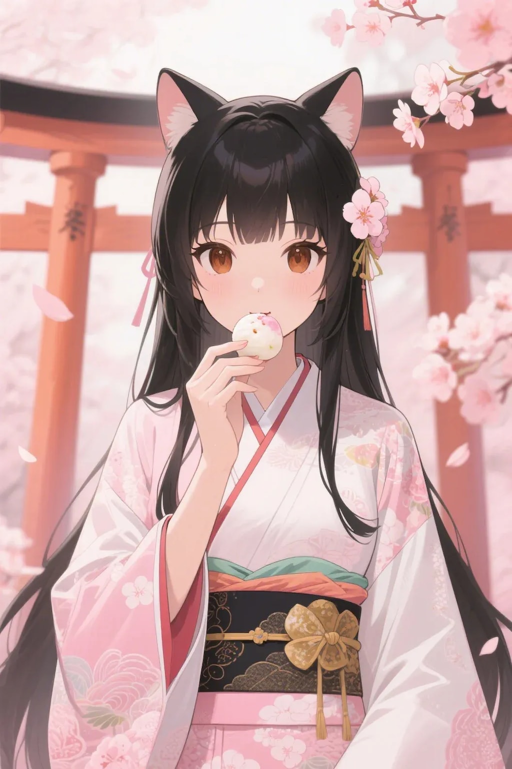 お餅を食べるさくらちゃん