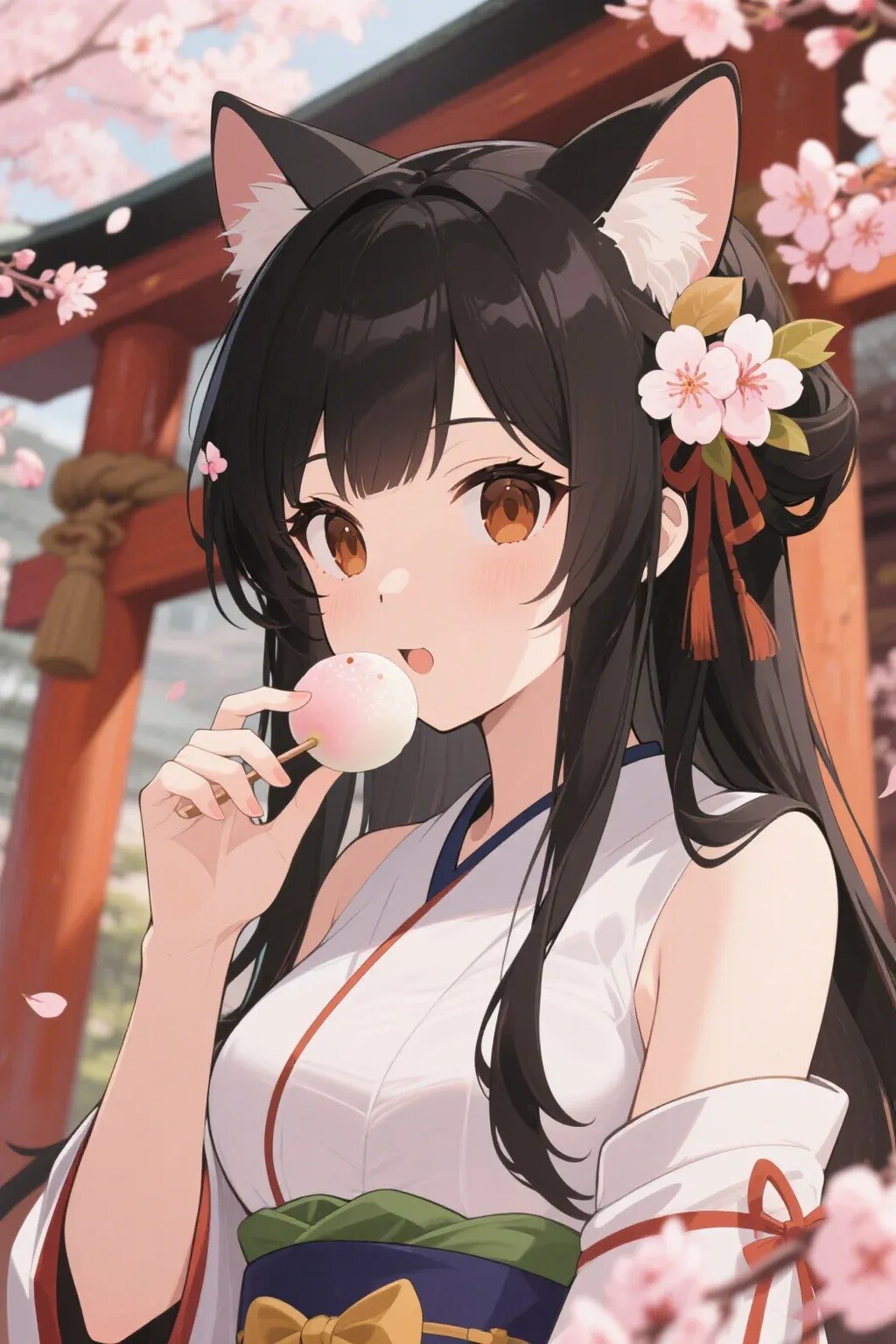 お餅を食べるさくらちゃん