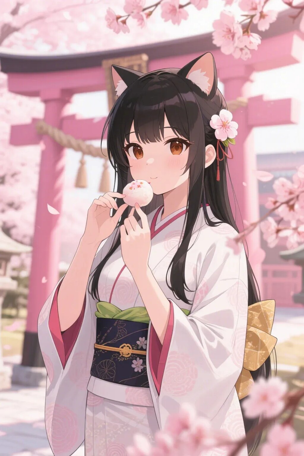 お餅を食べるさくらちゃん