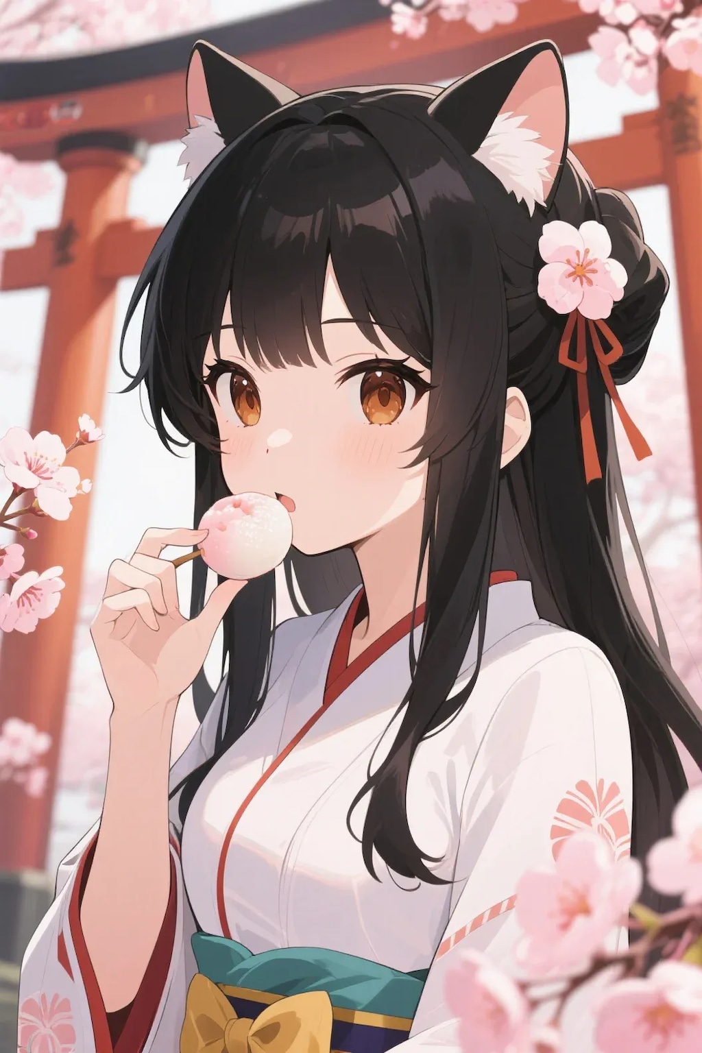 お餅を食べるさくらちゃん