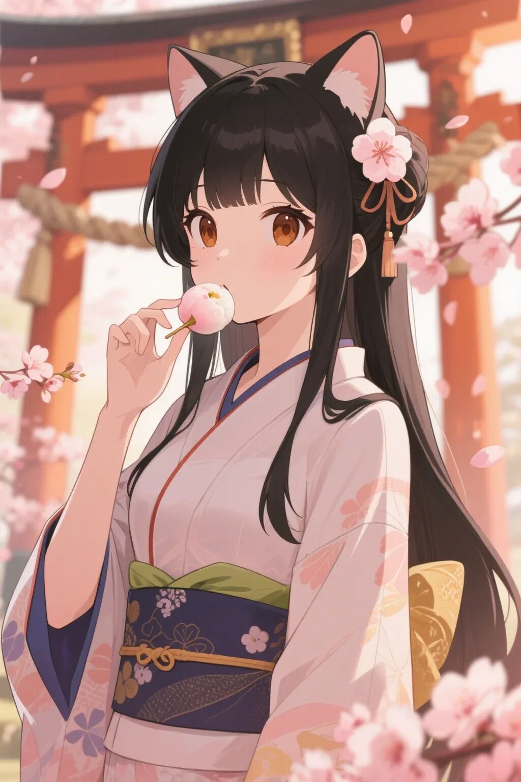 お餅を食べるさくらちゃん