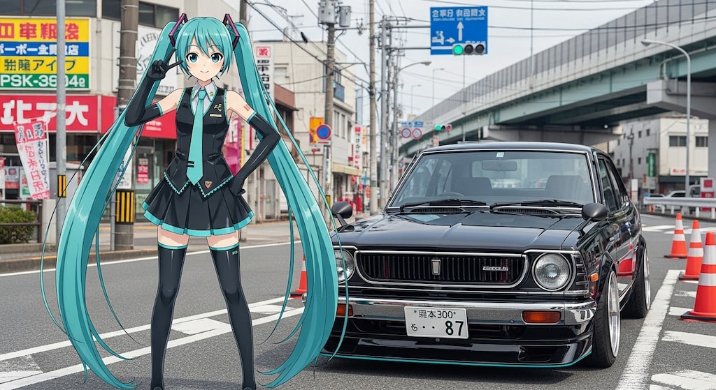 初音ミクとカローラレビン