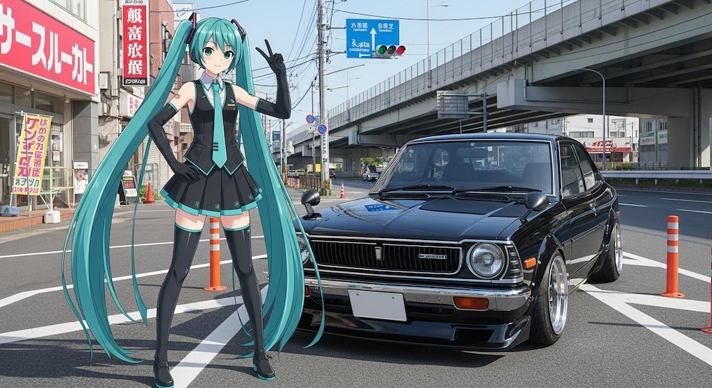 初音ミクとカローラレビン