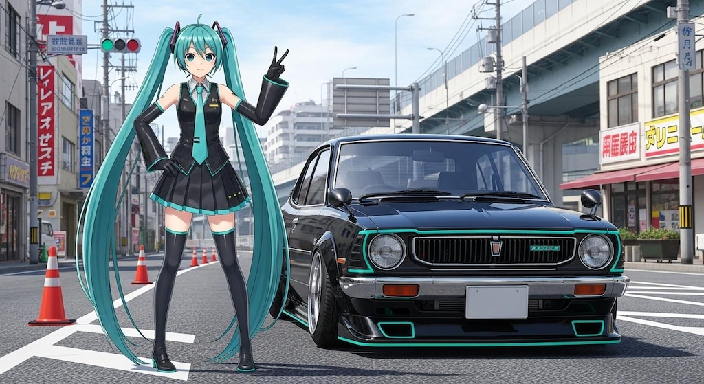 初音ミクとカローラレビン