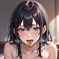 黒髪舌を出しよだれ垂らす女子 4枚目