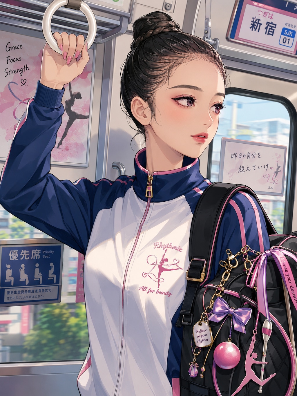 大会帰りの新体操女子