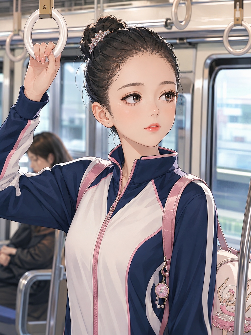 大会帰りの新体操女子
