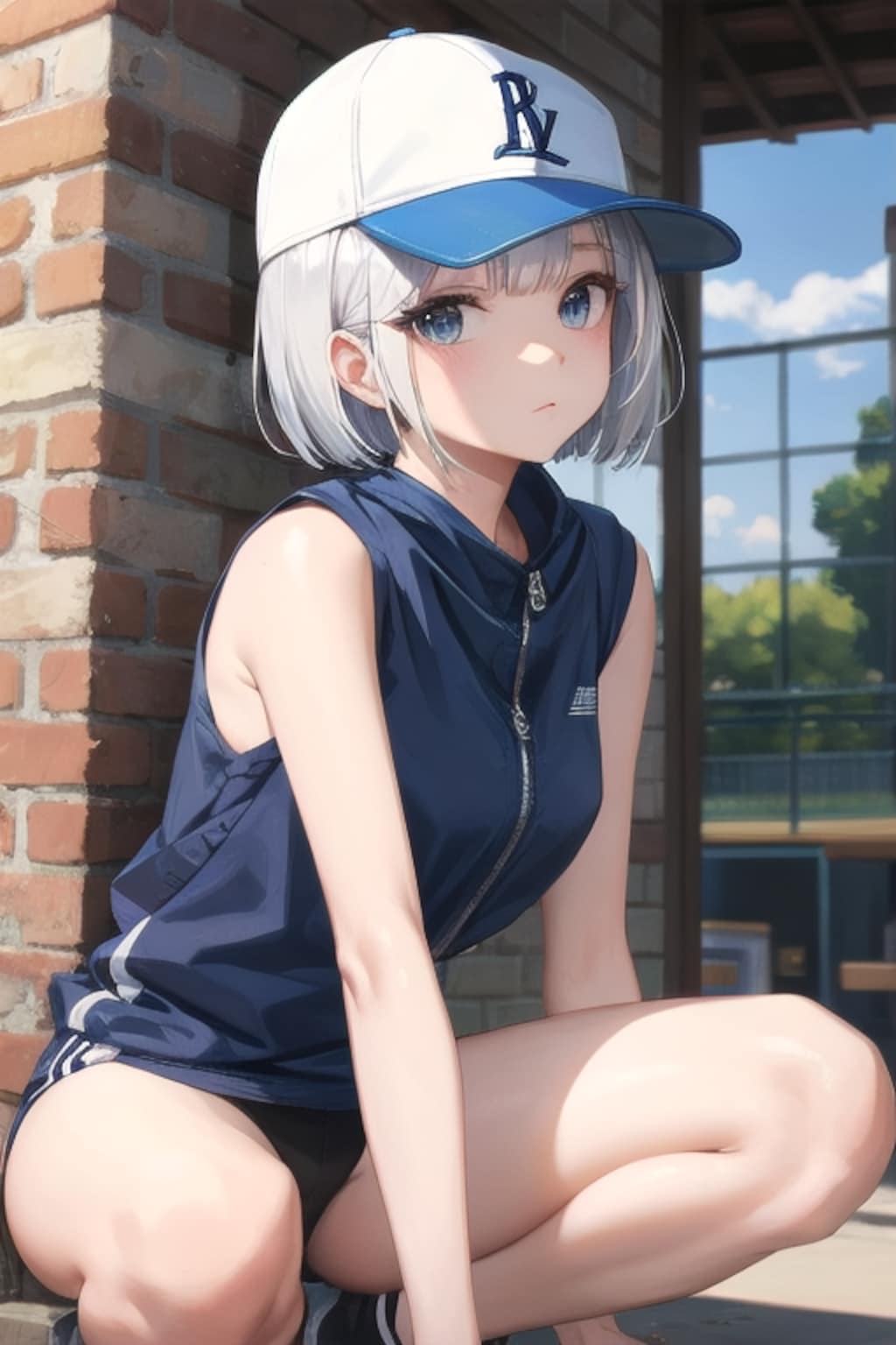 ベースボールキャップの彼女