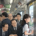 ハプニングパンチラにおじさんが群がる 2枚目