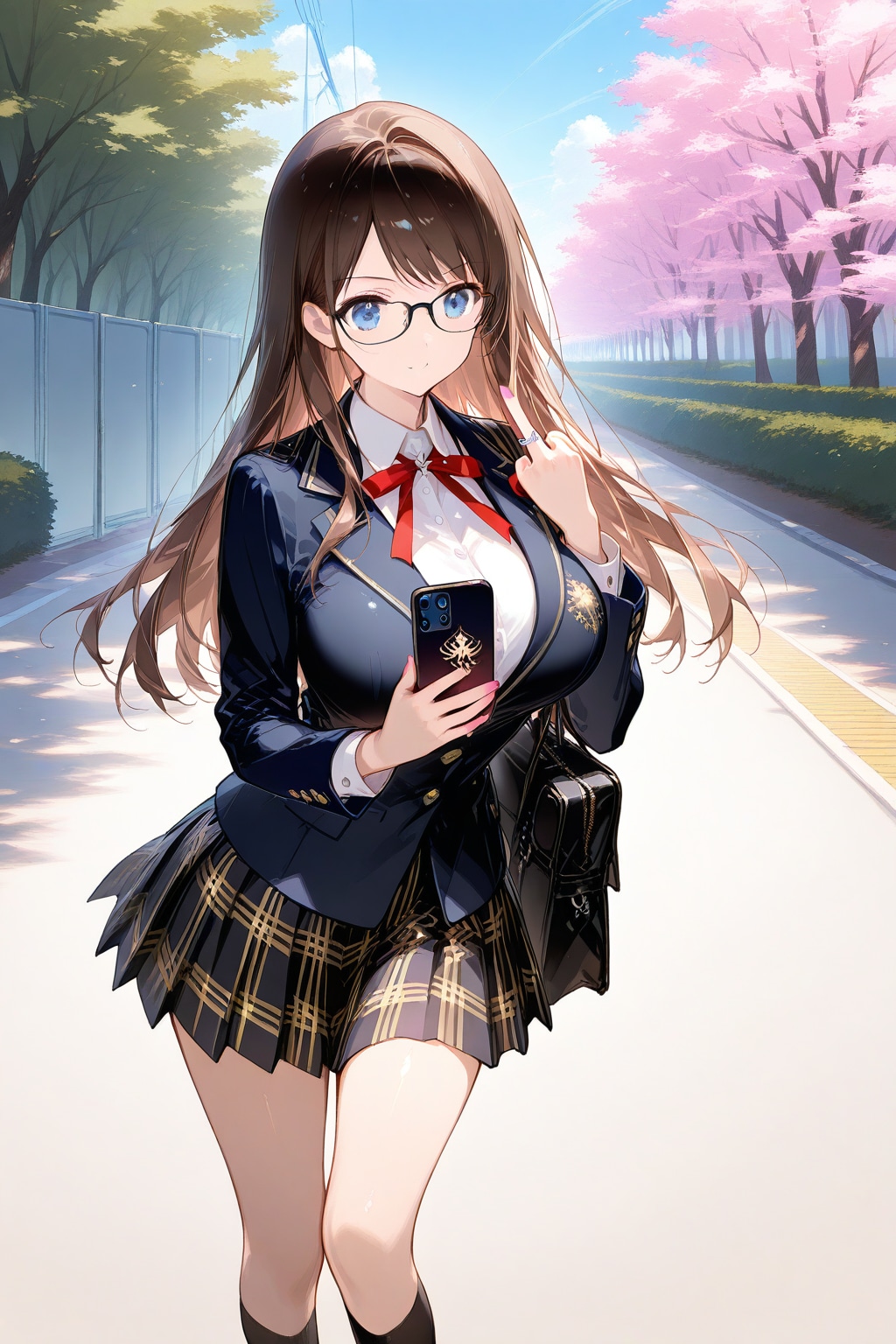 通学途中の女子高生　ー プロンプト流用参照 ー