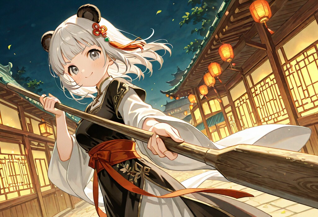 木刀でアレを練習中のランランちゃん🐼