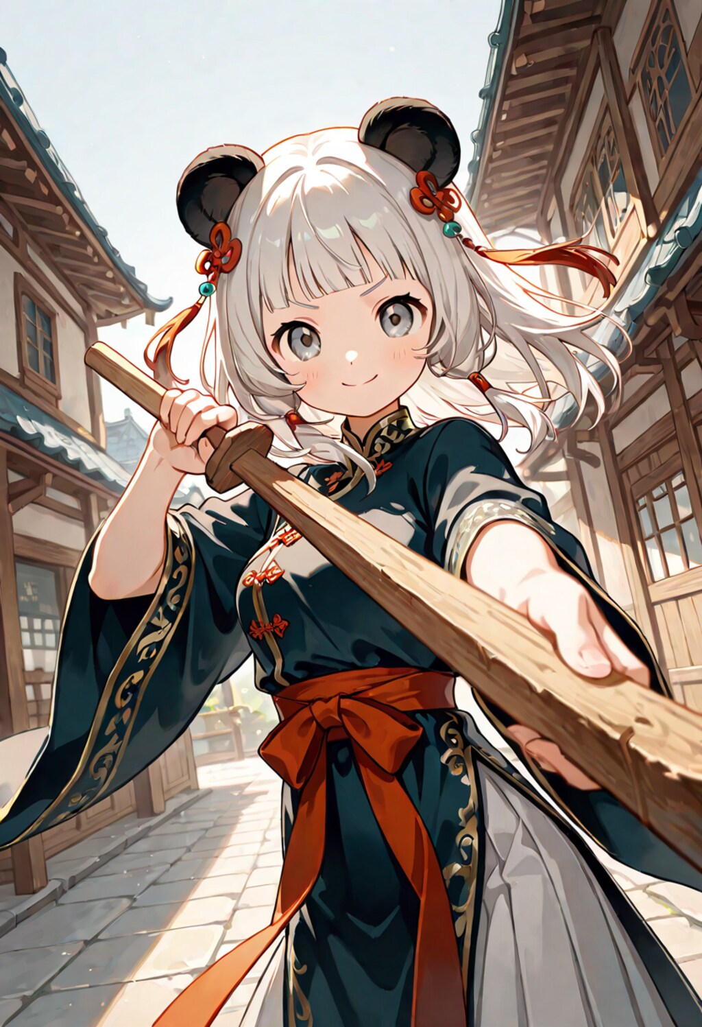 木刀でアレを練習中のランランちゃん🐼