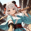 木刀でアレを練習中のランランちゃん🐼 5枚目