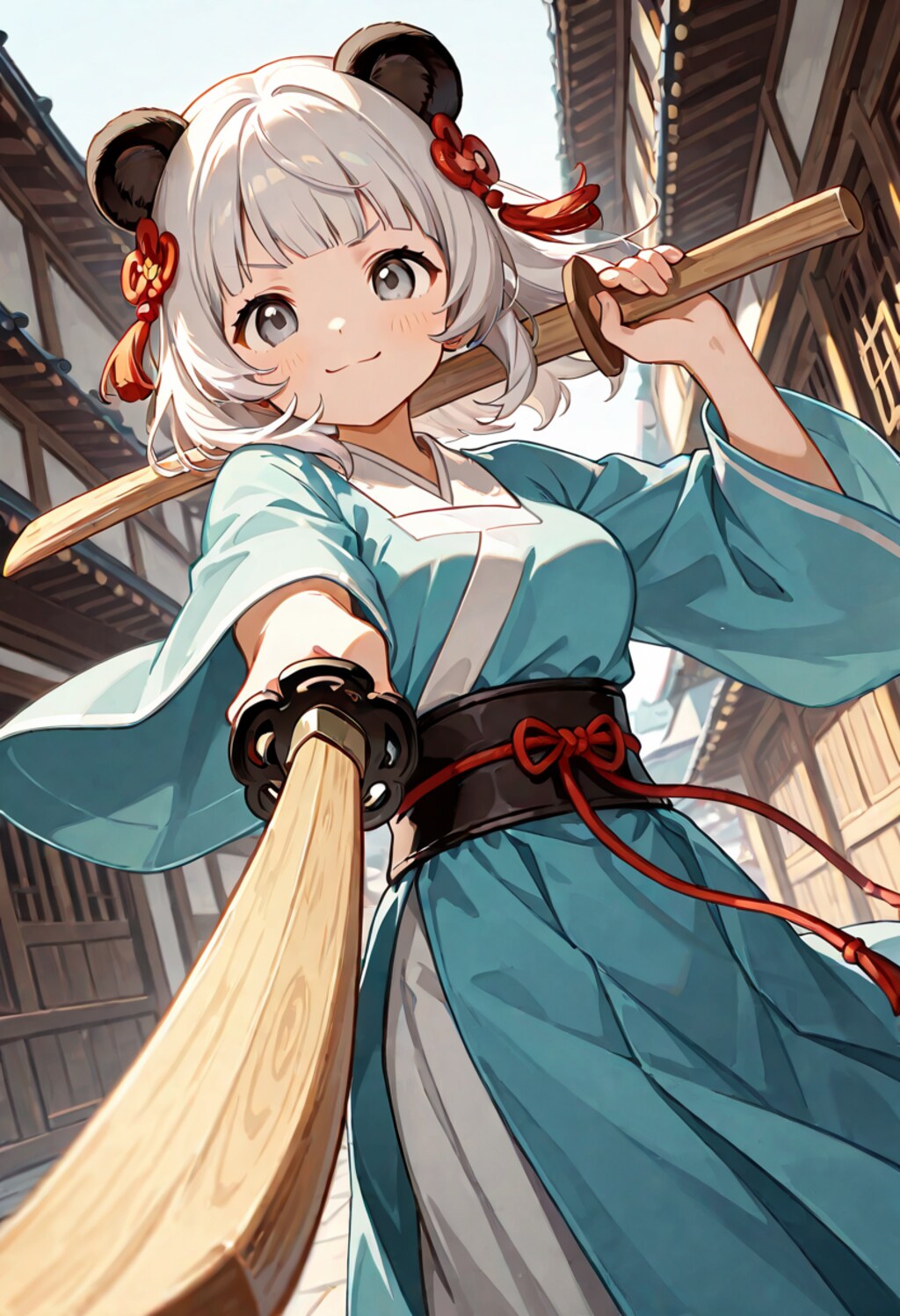 木刀でアレを練習中のランランちゃん🐼