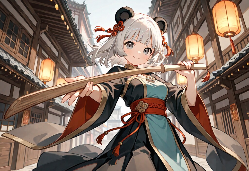 木刀でアレを練習中のランランちゃん🐼
