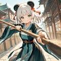 木刀でアレを練習中のランランちゃん🐼 4枚目