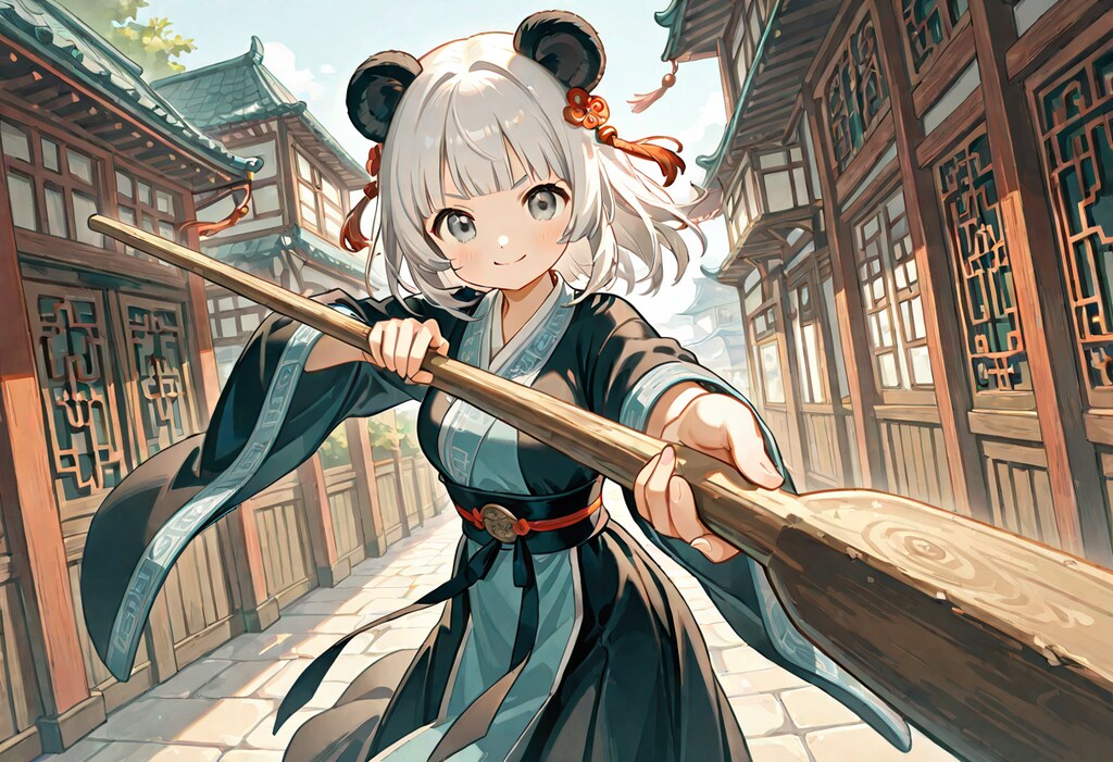 木刀でアレを練習中のランランちゃん🐼