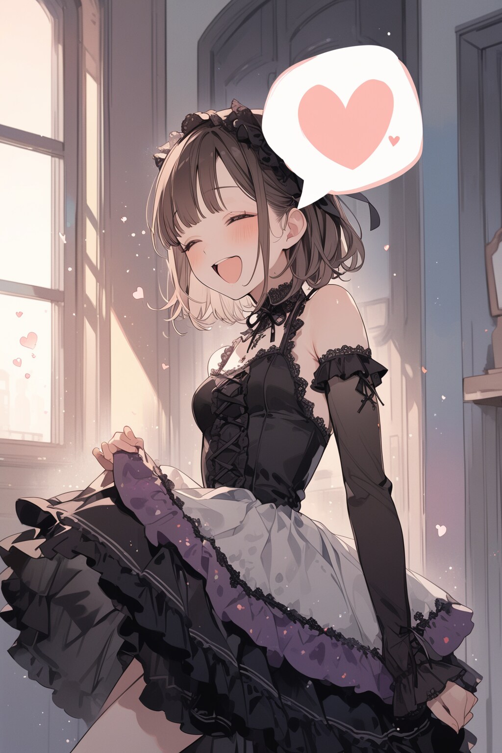 頬を赤らめて口を大きく開けてドキドキするゴスロリ美少女（全年齢） | の人気AIイラスト・グラビア